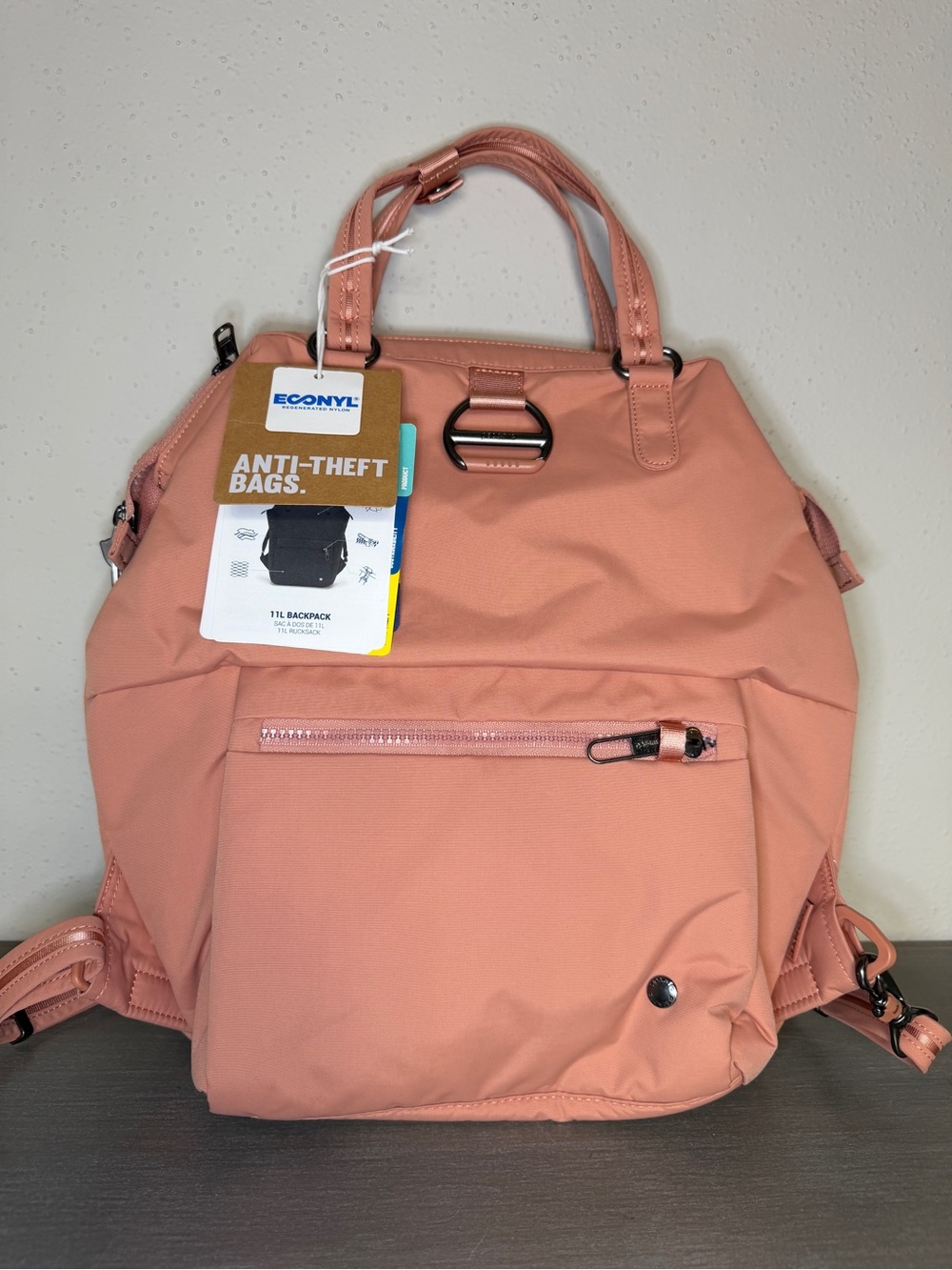 Pacsafe Citysafe CX Anti-Theft Mini Backpack 11L Econyl Rose Gold New With Tags